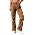 thumbnail image 1 of Women's High Rise Wide Leg Utility Pants Lightweight Travel Hiking Work Pants with Pockets Stretch Quick Dry Outdoor Trekking Trousers Coffee, 1 of 9