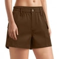 thumbnail image 1 of Women's High-Stretch Cargo Shorts Casual High Waisted Slim-Fitted Mini Shorts with Pockets Coffee M(M), 1 of 5