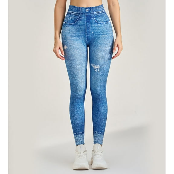 New Women‘s High Stretch Imitation Jeans High-Waist Leggings Leisure Slim Pants Fashion Comfort Yoga Pants Pencil Pants