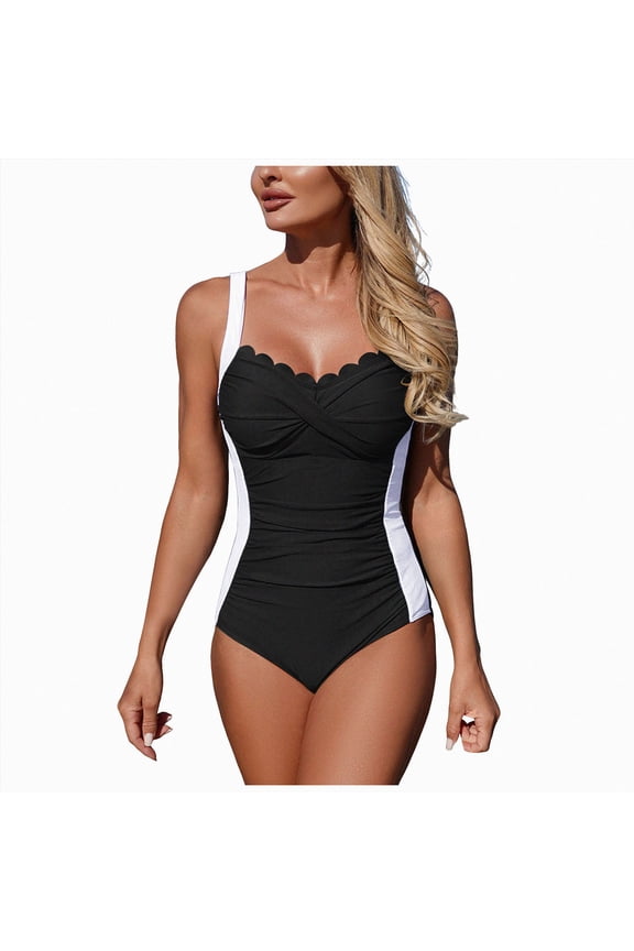 Women's High Stretch Plain Athletic One Piece Swimsuit Model GM26033, 80% Polyester 20% Spandex, for Water Activities Beach Vacation, Color White, Size XXL