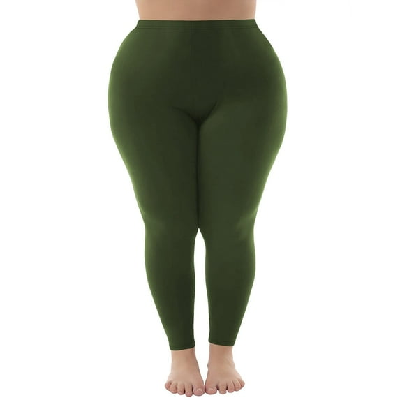 Women's Plus Size Leggings, High Waisted 4-Way Stretch Yoga Pants, Soft Tummy Control Lounge Pants, Comfortable Casual Workout LeggingsGreen XXXXXL