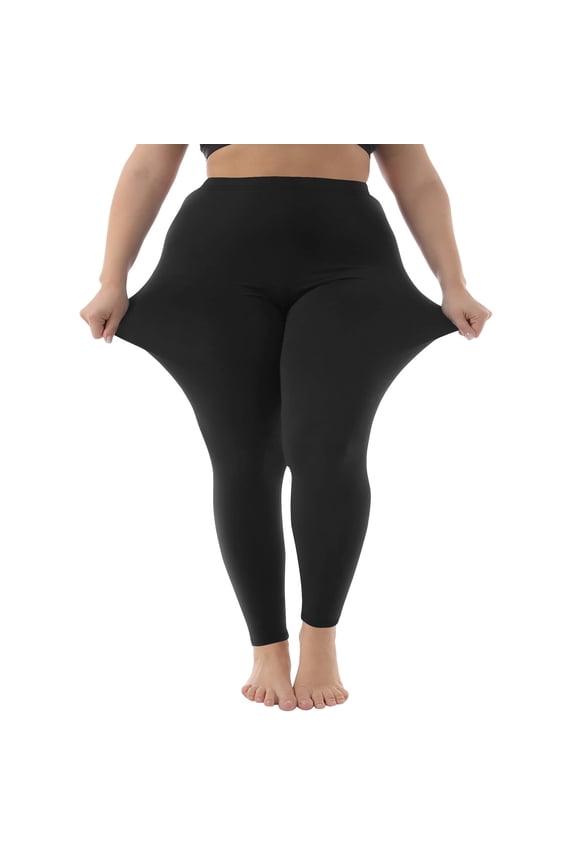 Women's Plus Size Leggings, High Waisted 4-Way Stretch Yoga Pants, Soft Tummy Control Lounge Pants, Comfortable Casual Workout LeggingsBlack XXL