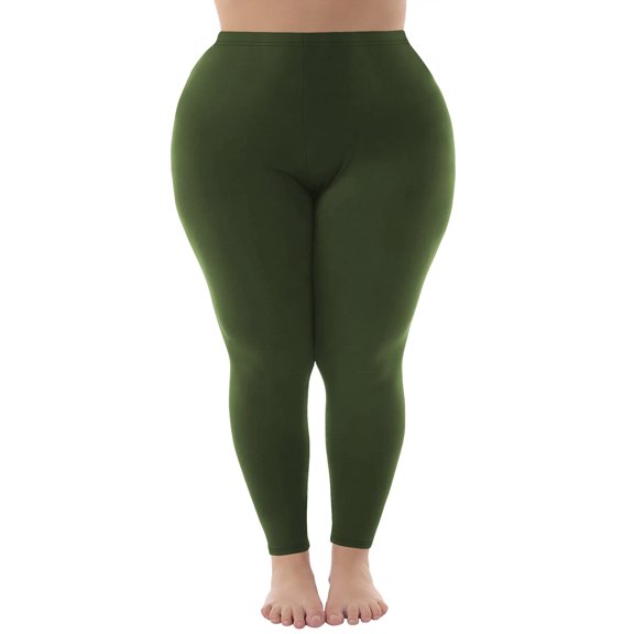Women's Plus Size Leggings, High Waisted 4-Way Stretch Yoga Pants, Soft Tummy Control Lounge Pants, Comfortable Casual Workout LeggingsGreen XXXL