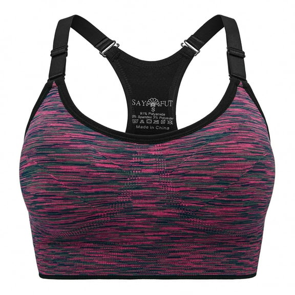 Women's High Support Racerback Sports Bra Adjustable Cami Bra Athletic Tops with Removable Pads