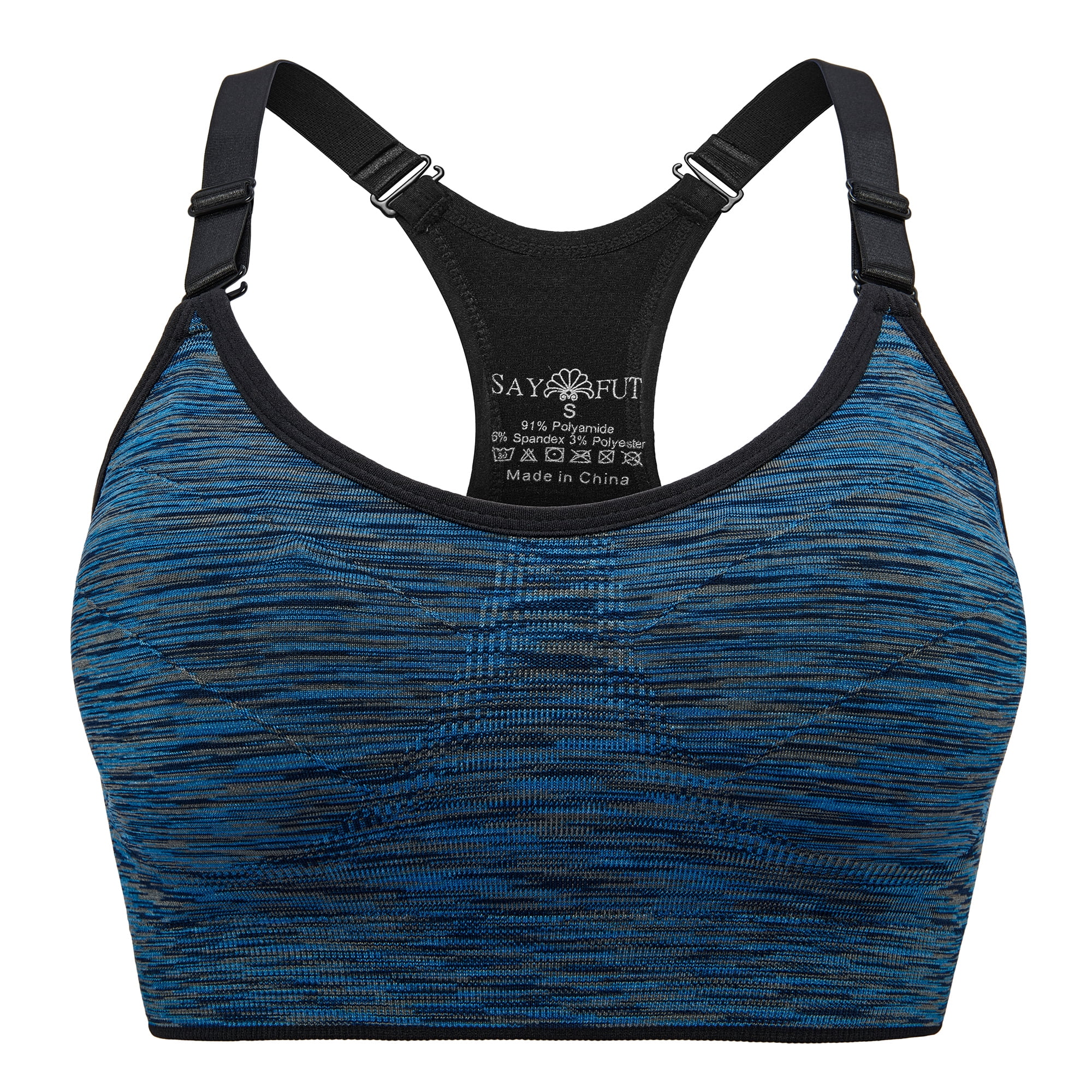 Women's High Support Racerback Sports Bra Adjustable Cami Bra Athletic Tops with Removable Pads