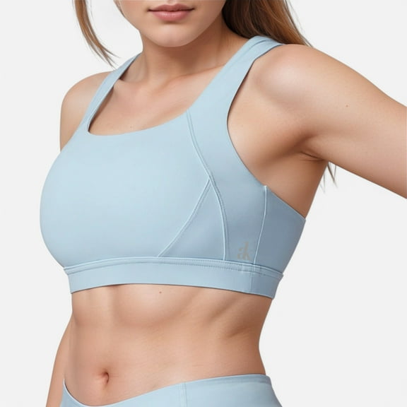 Women's High Support Scoop Neck Sports Bra - Small, Light Blue