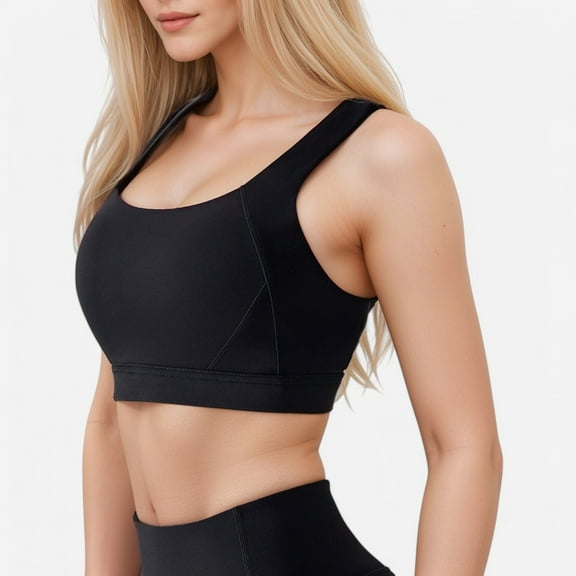 Women's High Support Scoop Neck Sports Bra - X Large, Black