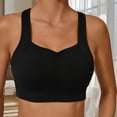 thumbnail image 1 of Women's High-Support Sports Bra with Detachable Padded Ruched Racerback Yoga Bras Workout Cropped Tank Tops Ladies Athletic Wireless Bra Black M, 1 of 5