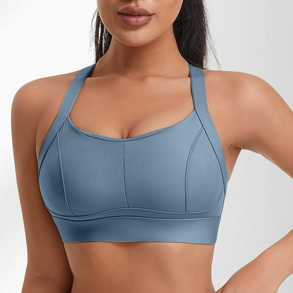 Women's High Support Sports Bras with Shock-Absorbing Support, Straps Crisscrossing at the Back, and Non-Wired Cup-Lifting Fitness Top, Size S-XL