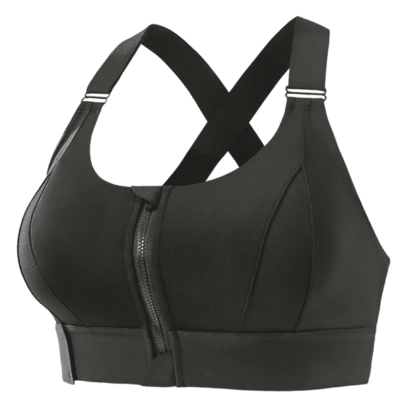 Women’s High Support Zip Front Sports Bra, Wireless Padded Workout Yoga Bra