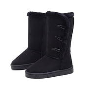 Womens High - Top Casual Snow Boots with Artificial Fur Lining - Warm, bearpaw boots women Comfortable Suede Winter Footwear with Button Closure