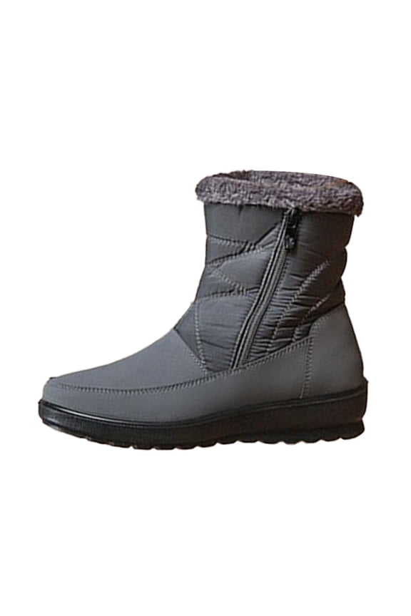 Women's High Top Comfortable Side Zipper Boots Solid Warm Footwear for Winter Season 8 Grey