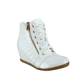 thumbnail image 1 of Women's High Top Fashion Round Toe Lace Up Quilted Wedge Sneaker Shoes, 1 of 3