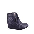 thumbnail image 1 of Women's High Top Fashion Round Toe Lace Up Quilted Wedge Sneaker Shoes, 1 of 5