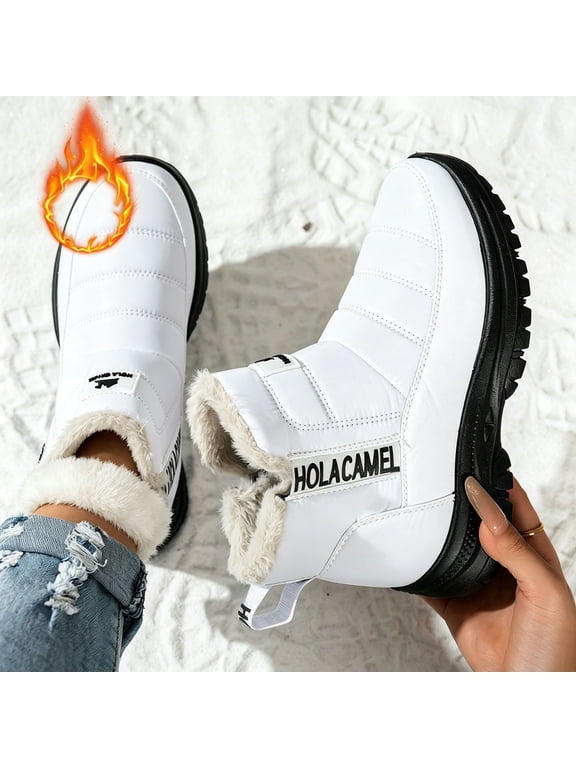Women's High Top Fleece Lined Thickened Soft Sole Boots Warm Stylish Winter Snow Boots For Daily Wear And Comfort