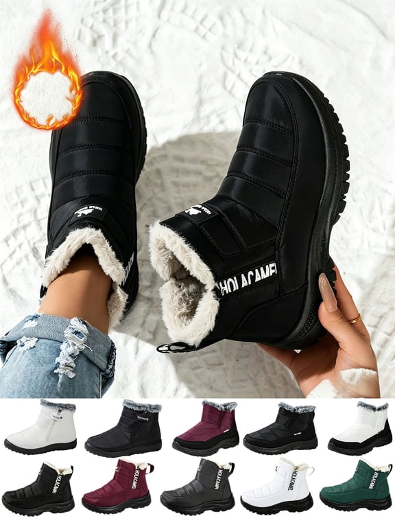 Women's High Top Fleece Lined Thickened Soft Sole Boots Warm Stylish Winter Snow Boots For Daily Wear And Comfort