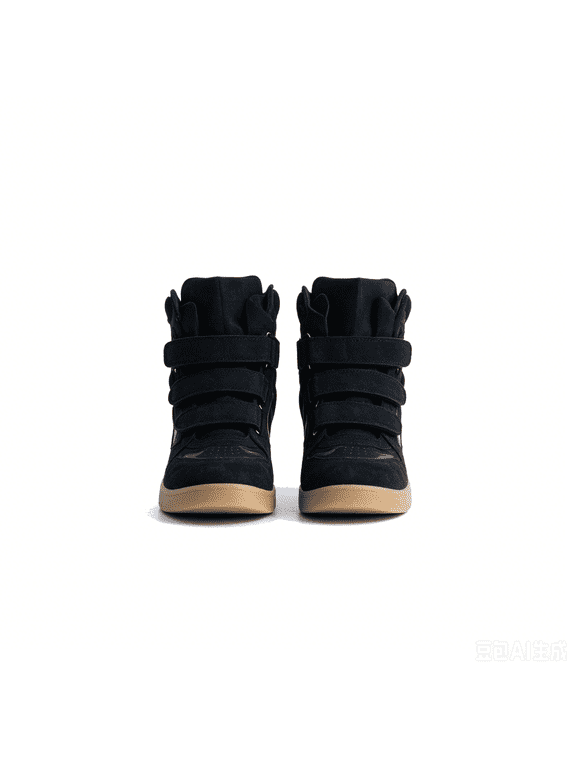 Women's High Top Wedge Sneakers with Hidden Heel, Suede Ankle Wedge Boots, Adjustable Hook-and-Loop Strap Casual Platform Shoes for Walking & Daily Wear