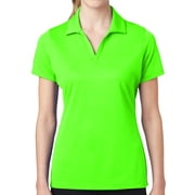 Women's High Visibility Moisture-Wicking Polo Shirt - Neon Green, Large