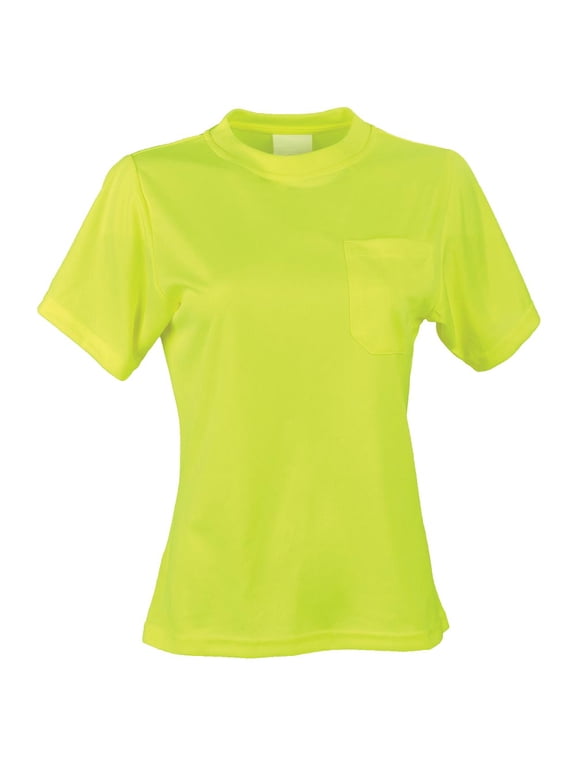 Women's High Visibility Short-Sleeve T-Shirt with Pocket, Non-Certified, Lime, Medium, SAFEGEAR