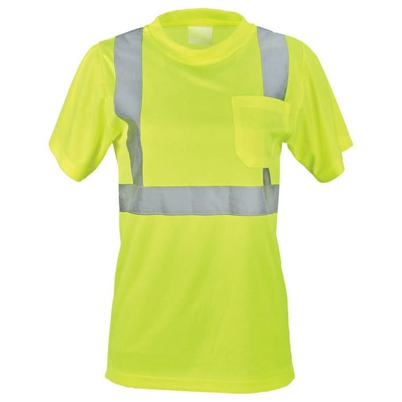 Women's High Visibility Short-Sleeve T-Shirt with Pocket, Type R Class 2, Lime, Small, SAFEGEAR
