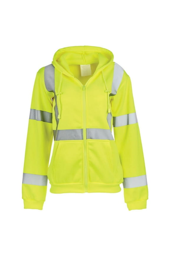 Women's High Visibility Zip Sweatshirt, Type R Class 3, Large, SAFEGEAR