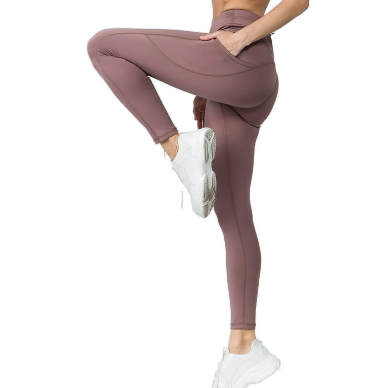 Women's High Waist 5 Pockets Workout Active Leggings, Smoky Mauve, Medium  6-8 