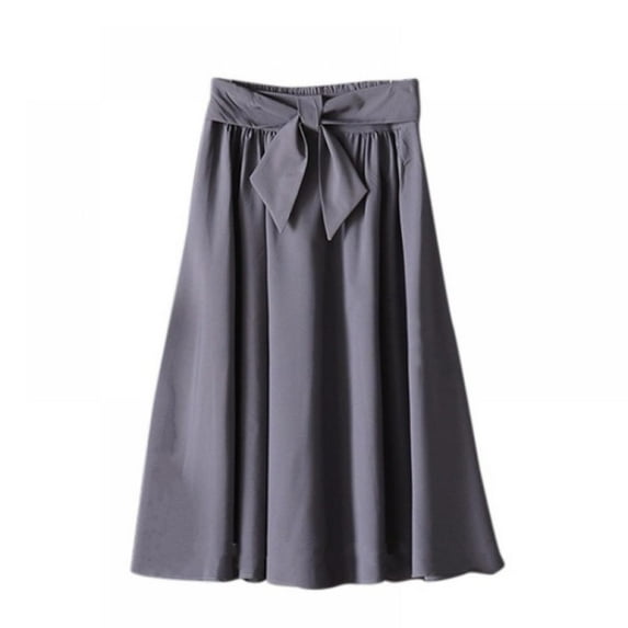 Women's High Waist A-Line Skirt Casual Bow Midi Skirt