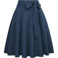 thumbnail image 1 of Women's High Waist A-Line Skirt Vintage Skater Flared Midi Skirt Lace Up Bow Tie Pleated Swing Long Flared Midi Maxi Skirt, 1 of 5