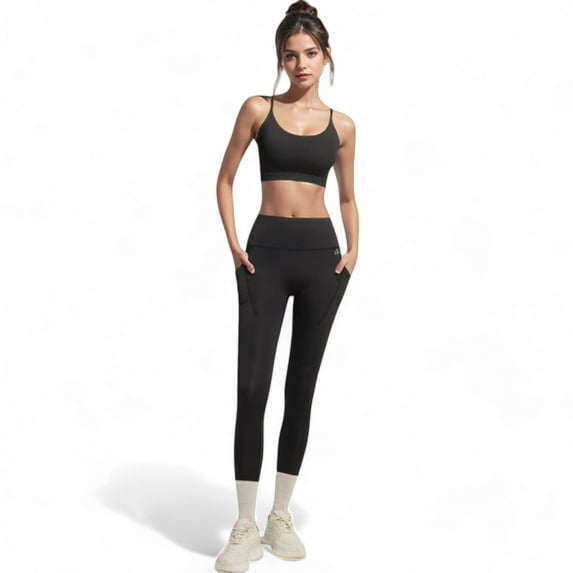 Women's High Waist Active Leggings with Side Pockets - X Large, Black