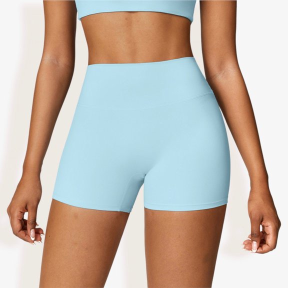 Women's High Waist Athletic Shorts Compression Fit with Seamless Design- X Large, Light Blue