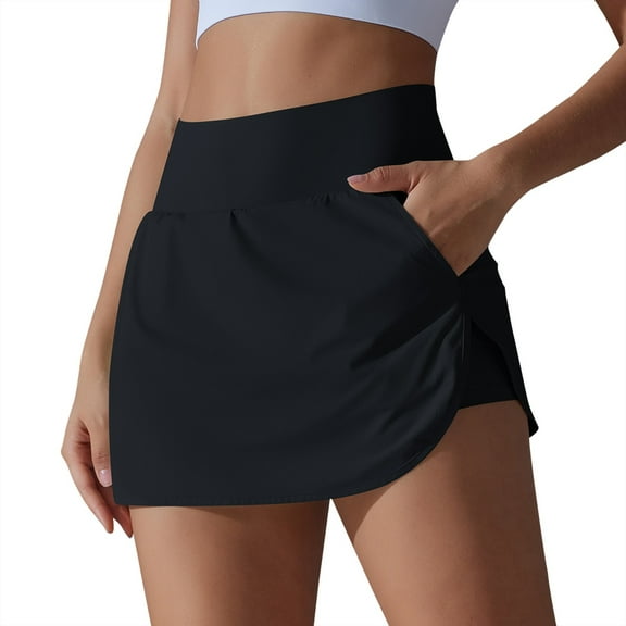 Women's High Waist Athletic Skort with Pockets Lightweight, Quick-Dry Tennis Skirt for Running, Golf, Workout, Navy Blue