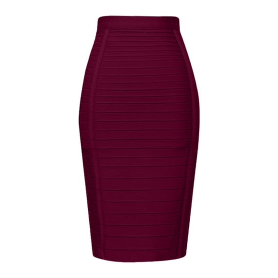 Women's High Waist Bandage Pencil Skirt Knee Length Slim Fit Bodycon Stretch Party Wear