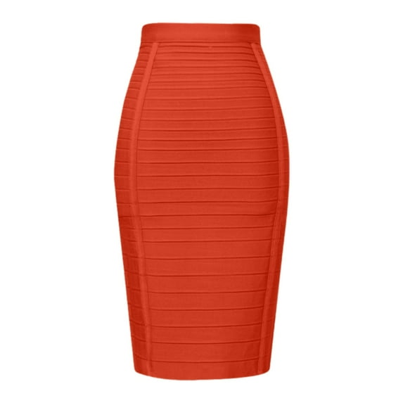 Women's High Waist Bandage Pencil Skirt Knee Length Slim Fit Bodycon Stretch Party Wear