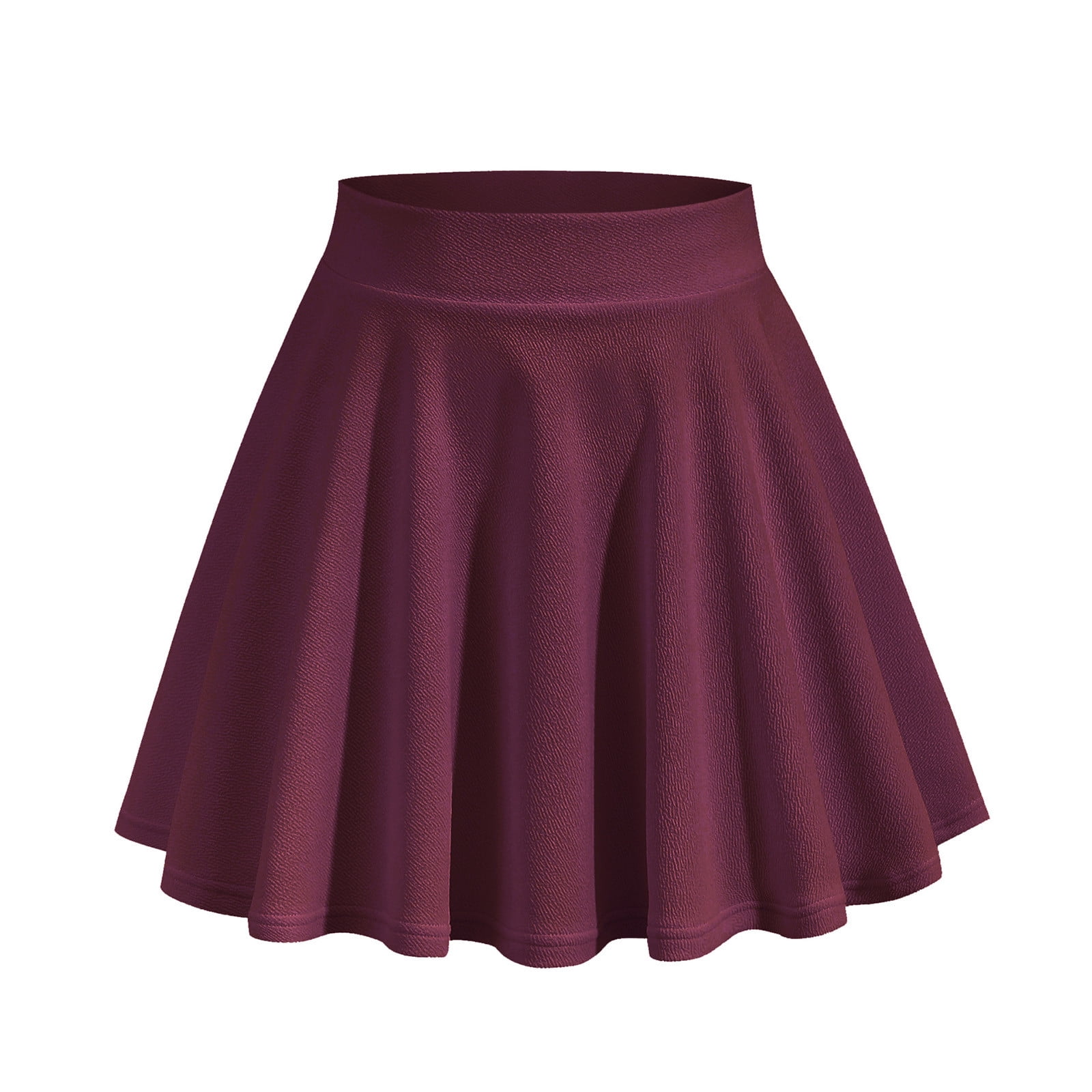 Casual Women Solid Color High Waist Flared Pleated A Line Mini