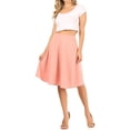 thumbnail image 1 of Women's High Waist Basic Stretchy Casual Solid A-Line Midi Skirts, 1 of 5