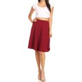 thumbnail image 1 of Women's High Waist Basic Stretchy Casual Solid A-Line Midi Skirts, 1 of 5