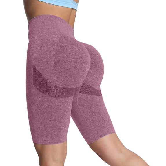 Women's High Waist Biker Shorts Scrunch Butt Lifting Workout Gym Yoga Running Ribbed Long Shorts