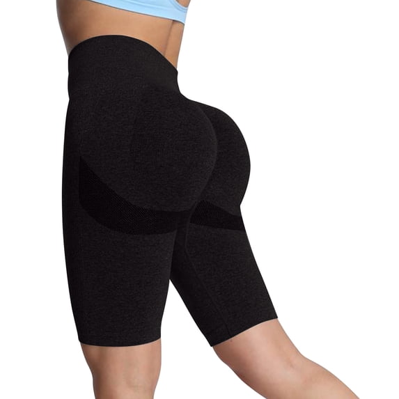 Women's High Waist Biker Shorts Scrunch Butt Lifting Workout Gym Yoga Running Ribbed Long Shorts