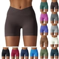 thumbnail image 1 of Women's High Waist Biker Shorts Women Sport Casual Solid Full Casual Yoga Shorts Pants Coffee XXL, 1 of 6