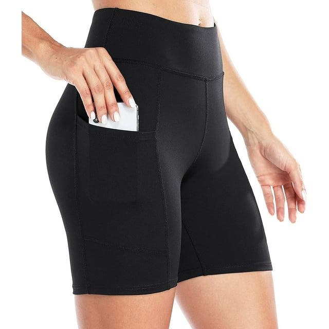 Women's High Waist Biker Shorts with Pockets Yoga Workout Shorts Tummy