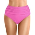 thumbnail image 1 of Women's High Waist Bikini Bottoms, Ruched Design, High Cut, Full Coverage, Nylon-Spandex, for Swimming & Water Activities, 1 of 5