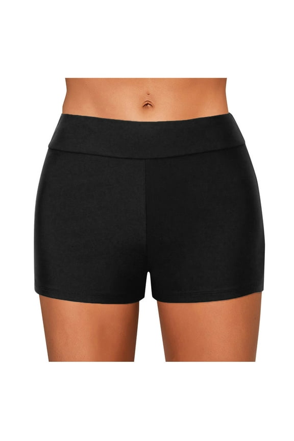 Women's High Waist Bikini Bottoms Swim Shorts - Nylon Spandex, Wide Waistband, Flattering Fit, Machine Washable, Ideal for Beach/Swimming
