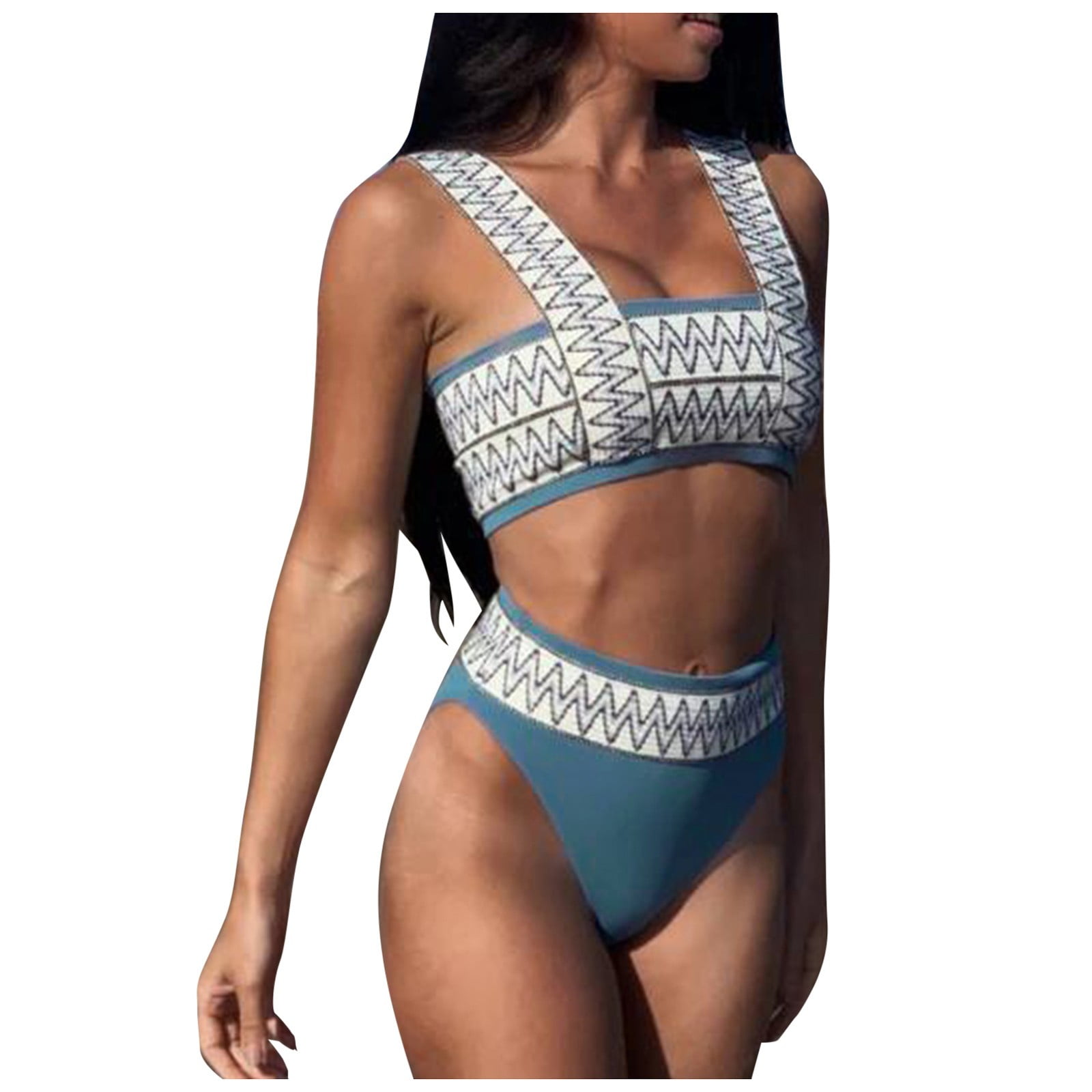 Women s High Waist Bikini Set Wide Straps Bathing Suit Vintage High Cut Retro Style Two Piece Swimsuits Swimwear Beachwear