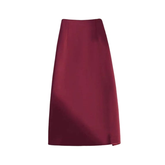 Women's High Waist Bodycon Pencil Skirt Stretchy Knee Length Midi Skirts for Busines Casual Wine M(M)