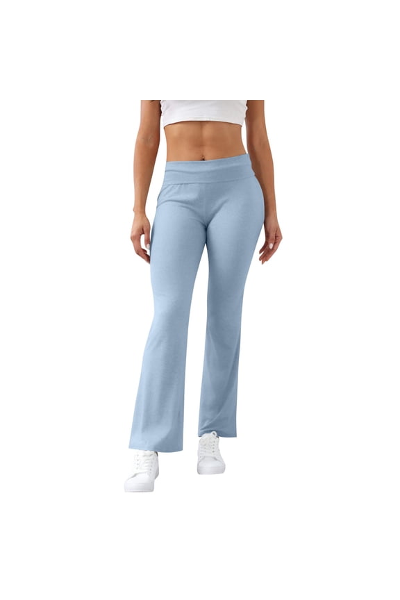 Women's High Waist Bootcut Yoga Pants Solid Color Basic Tummy Workout Flared