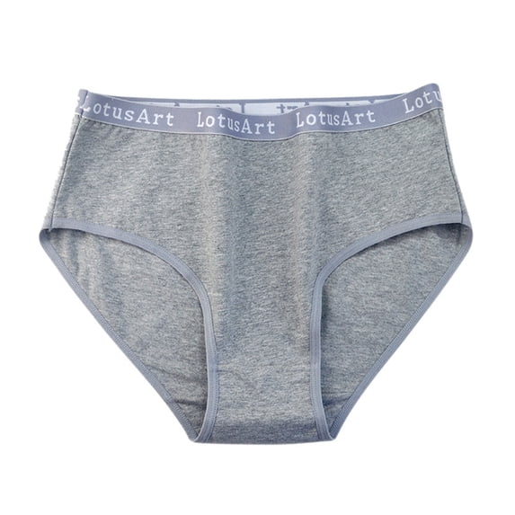 Women's High Waist Briefs - Large Size Summer Letter Print Comfortable Cotton Underwear with Elastic Waist