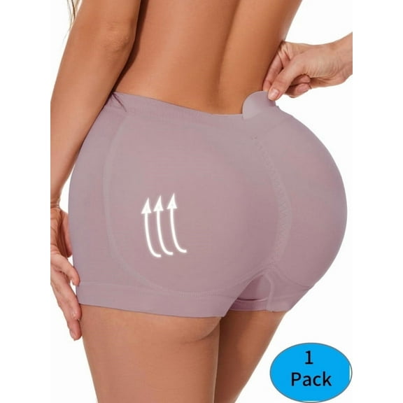 Women's High-Waist Butt Lifter Panties - 1-Pack Blush Seamless Hip Enhancer Boyshort Underwear, Padded for Body Shaping L