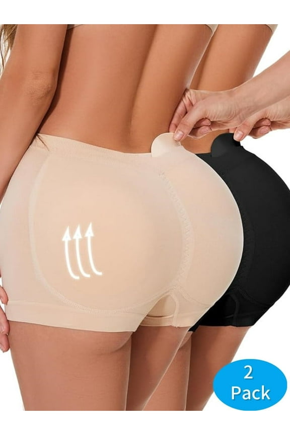 Women's High-Waist Butt Lifter Panties - 2-Pack Seamless Hip Enhancer Boyshort Underwear, Padded for Body Shaping XL
