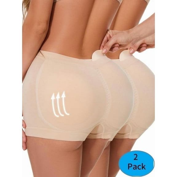 Women's High-Waist Butt Lifter Panties - 2-Pack Seamless Hip Enhancer Boyshort Underwear, Padded for Body Shaping L