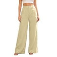 thumbnail image 1 of Women's High Waist Button Wide Leg Pants Loose Casual Trousers With Pockets For All, 1 of 6